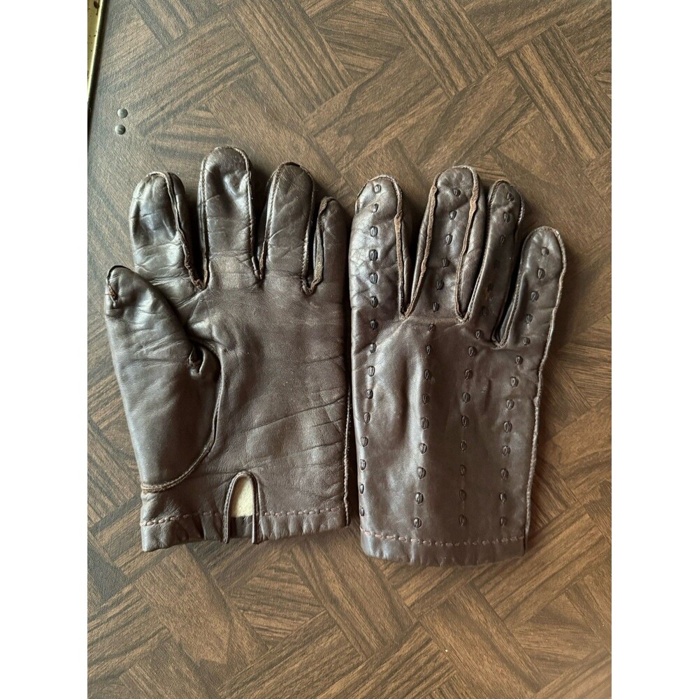 Vintage 1970s Fownes Men’s 9.5 Leather Driving Gloves Stitch Detailing WPL 9522